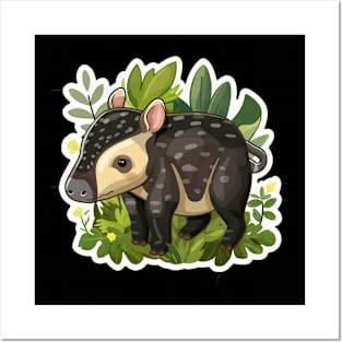 Cute Mountain Tapir Illustration - Adorable Animal Art Posters and Art